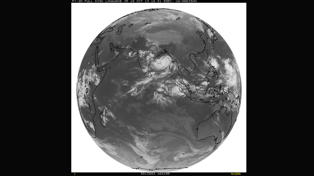Tropical Cyclone Phailin - a massive storm - has rapidly intensified and is heading toward India.