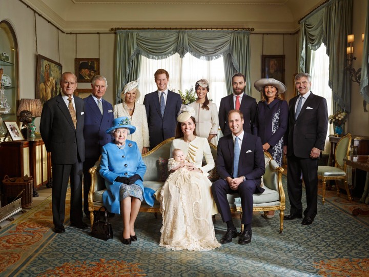This image made available by Camera Press shows the official christening photo of Britain's Prince George photographed in the Morning Room at Clarence House in London on Wednesday Oct. 23, 2013. 