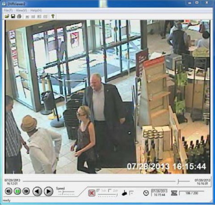 Toronto Mayor Rob Ford is seen in this screengrab from closed-circuit footage inside an LCBO at Crossroads Plaza, 2625 Weston Road on July 28th, 2013. This image was released among hundreds of pages of information used by police to obtain a search warrant for Sandro Lisi, Ford's friend and occasional driver.