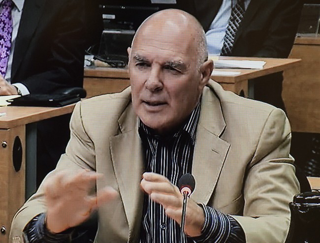 Jocelyn Dupuis, former head of he FTQ labour union, is seen in a frame grab from the video feed at the Charbonneau inquiry looking into corruption in the Quebec construction industry Thursday, October 31, 2013 in Montreal.