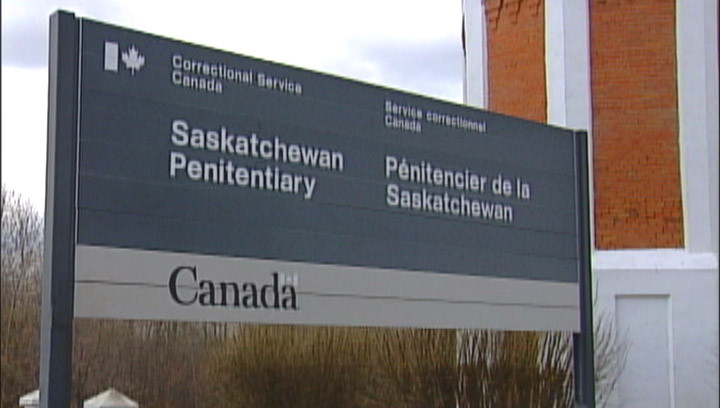 Inmates at the Saskatchewan Penitentiary in Prince Albert taking part in strike over pay cut.