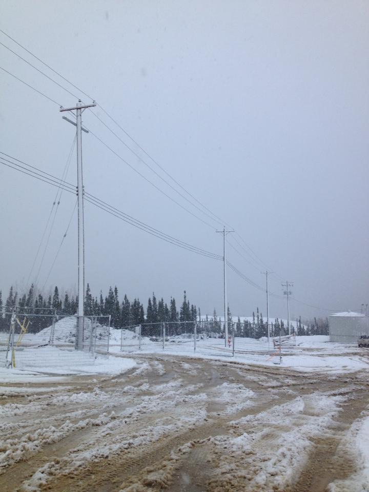 Snowfall north of Gillam.
