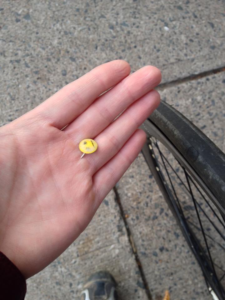 Anyone who finds tacks on the bike lanes is asked to call 311.