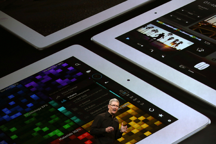 Apple CEO Tim Cook speaks during an Apple announcement at the Yerba Buena Center for the Arts on October 22, 2013 in San Francisco, California. The tech giant announced its new iPad Air, a new iPad mini with Retina display, OS X Mavericks and highlighted its Mac Pro.