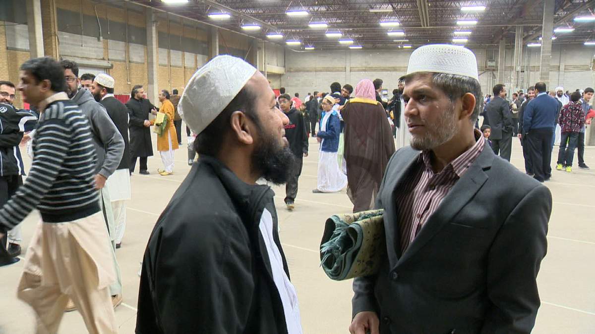Four thousand people gathered at Evraz Place for the religious ceremony. 