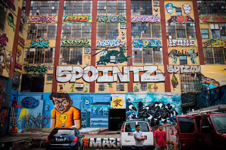 In this before photo compilation, the historic graffiti mecca 5 Pointz is seen on August 9, 2013.  