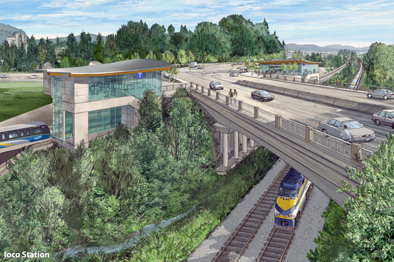 Rendering of the future Evergreen Line station.
