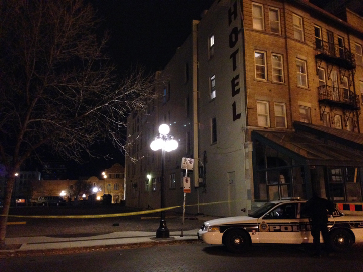 Police investigate after a man was found near death beside the Royal Albert Hotel. He died in hospital, police said.