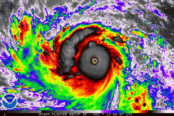 Haiyan headed toward the Philippines (NOAA).