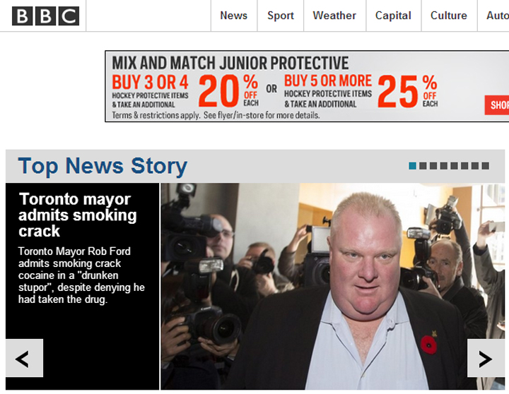 Screenshot of BBC’s website.