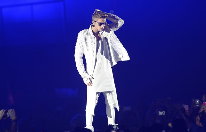 Justin Bieber, pictured performing in Australia on Nov. 27, 2013.