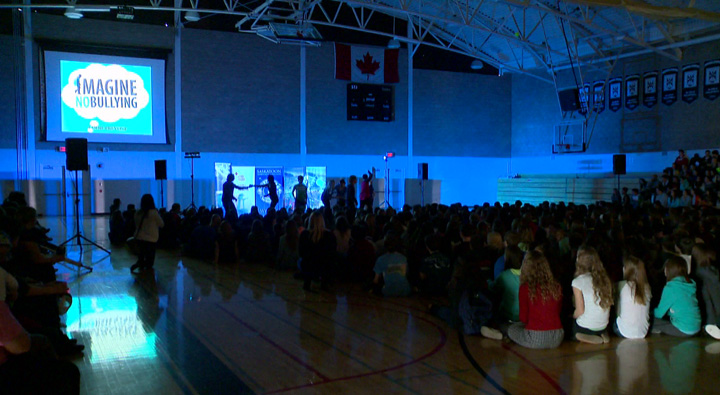 Award-winning musicians Codie Prevost and Stephen Maguire debut anti-bullying song at Saskatoon school.