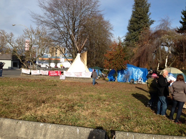 A view of the homeless camp in Abbotsford before it moved to the parking lot.