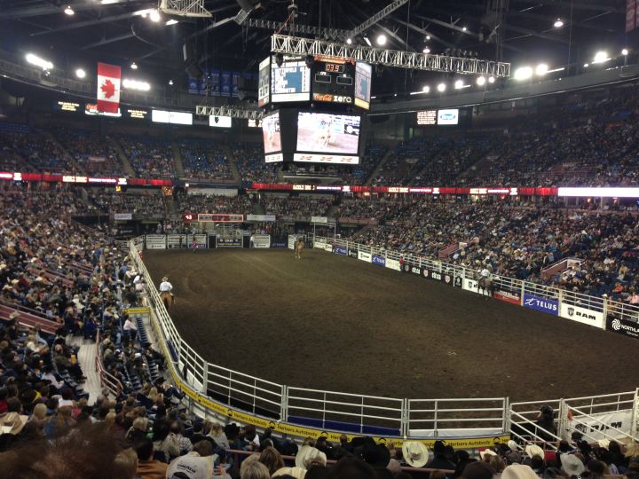 Sam Kelts competes at the Canadian Finals Rodeo Saturday, November 9, 2013.