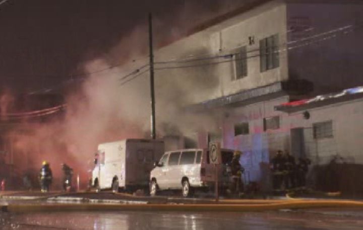 Fire crews are investigating a blaze at a building in Vancouver early Saturday morning. 