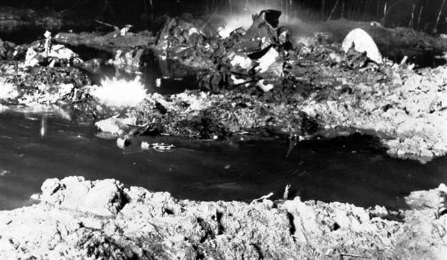 View of the wreckage of a Trans-Canada Airline DC-8.