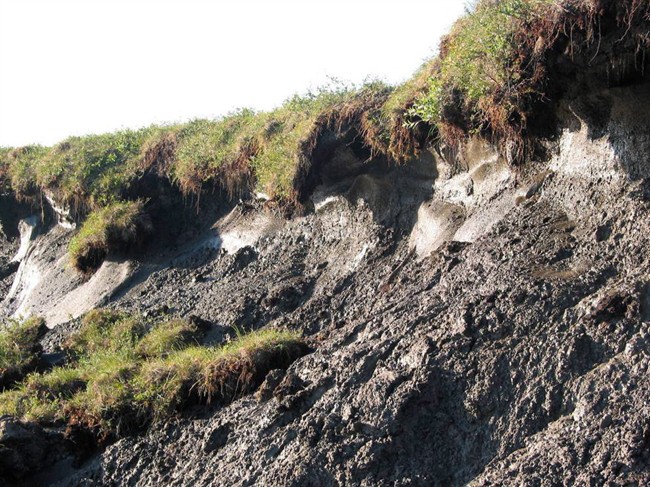 This undated photo shows thawing permafrost in the Noatak National Preserve in Alaska.