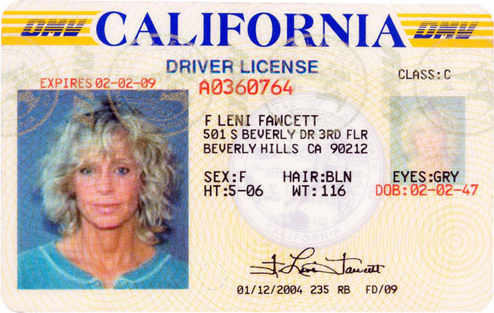 Farrah Fawcett's last California driver's license is among the personal items going to auction on Dec. 6.