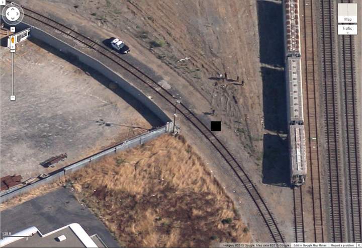 A screenshot of the Google Map where Barrera’s son Kevin’s body is shown. Global News has blacked out the area where the body is shown. (Google Maps)