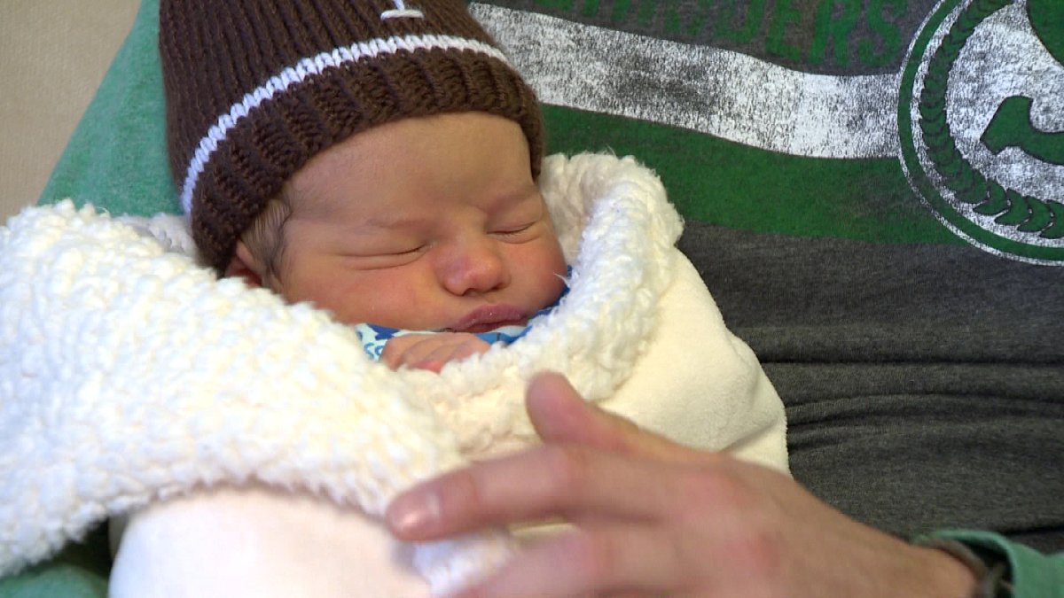 Thompson James "Rider" Yanyk born during the Grey Cup game in Regina.
