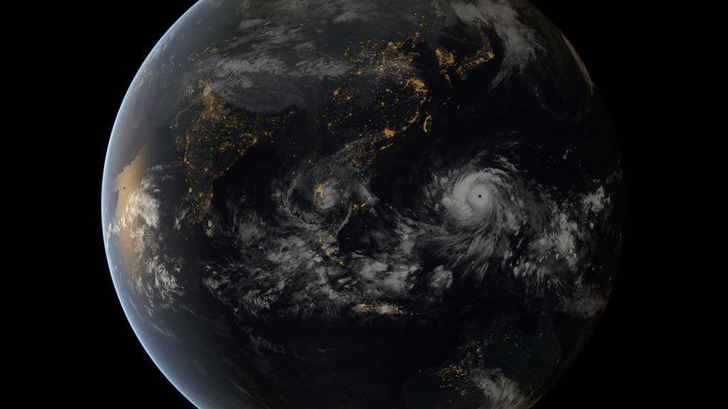 Haiyan as it passed over the Philippines overnight on Thursday. (Copyright 2013 JMA/EUMETSAT)