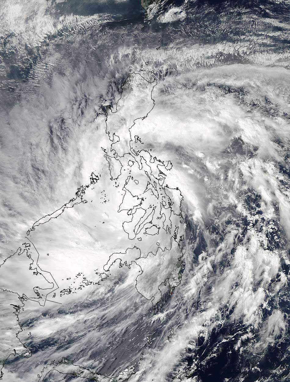 As Super-Typhoon Haiyan moved over the central Philippines on Nov. 8 at 05:10 UTC/12:10 a.m. EDT. (NASA)