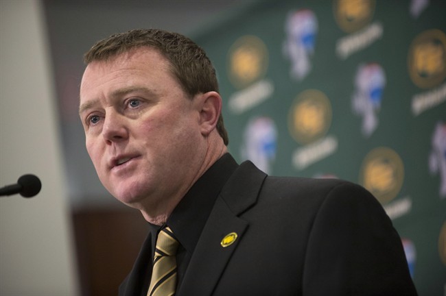 Eskimos extend Head Coach Chris Jones, seen here in November 2013 at the press conference to announce his hiring.
