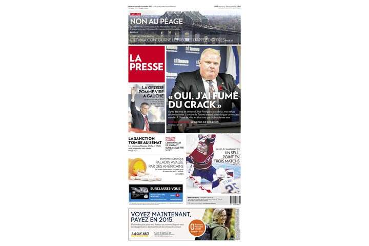 Photos: Newspaper front pages day after Toronto Mayor Rob Ford admits crack use - image