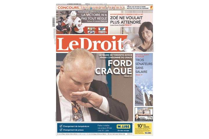 Photos: Newspaper front pages day after Toronto Mayor Rob Ford admits crack use - image