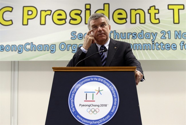 International Olympic Committee (IOC) President Thomas Bach delivers a speech at the office of the PyeongChang Organizing Committee for the 2018 Winter Olympic Games in Seoul, South Korea, Thursday, Nov. 21, 2013. B.