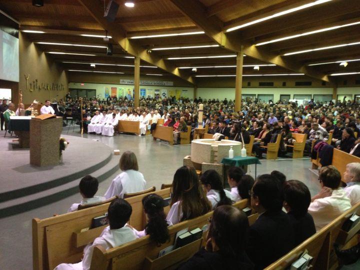 About 1,500 people gathered at St. Theresa's Parish Wednesday night, for a special Mass in Solidarity with the people of the Philippines.