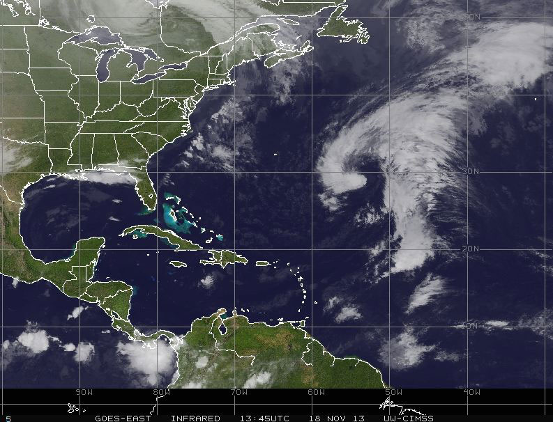 Subtropical Storm Melissa in the Atlantic.