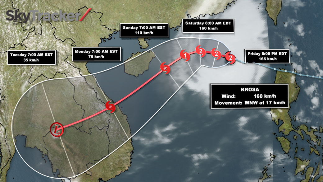 Path of Typhoon Krosa (Global News/WSI)