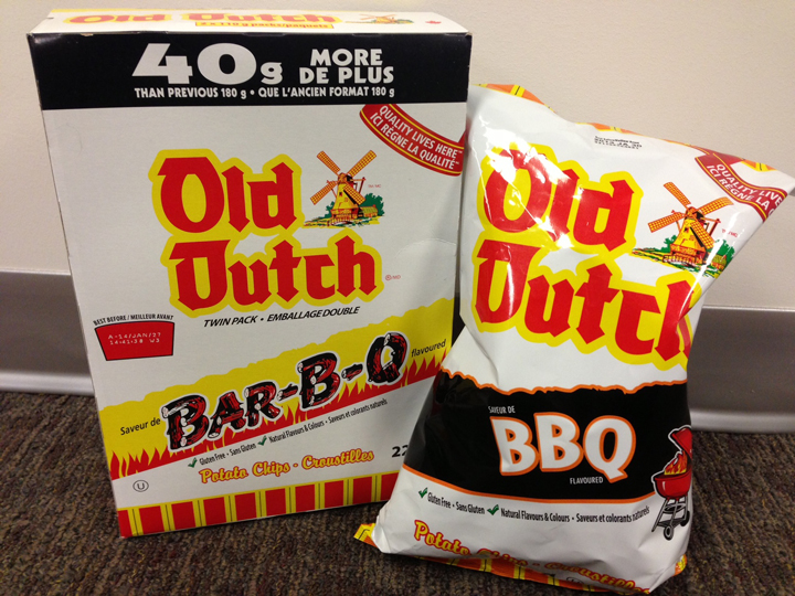 Another Morning News discovery? Eva Kovacs pointed out that Old Dutch barbecue chips have different flavours in the box and in the bag.