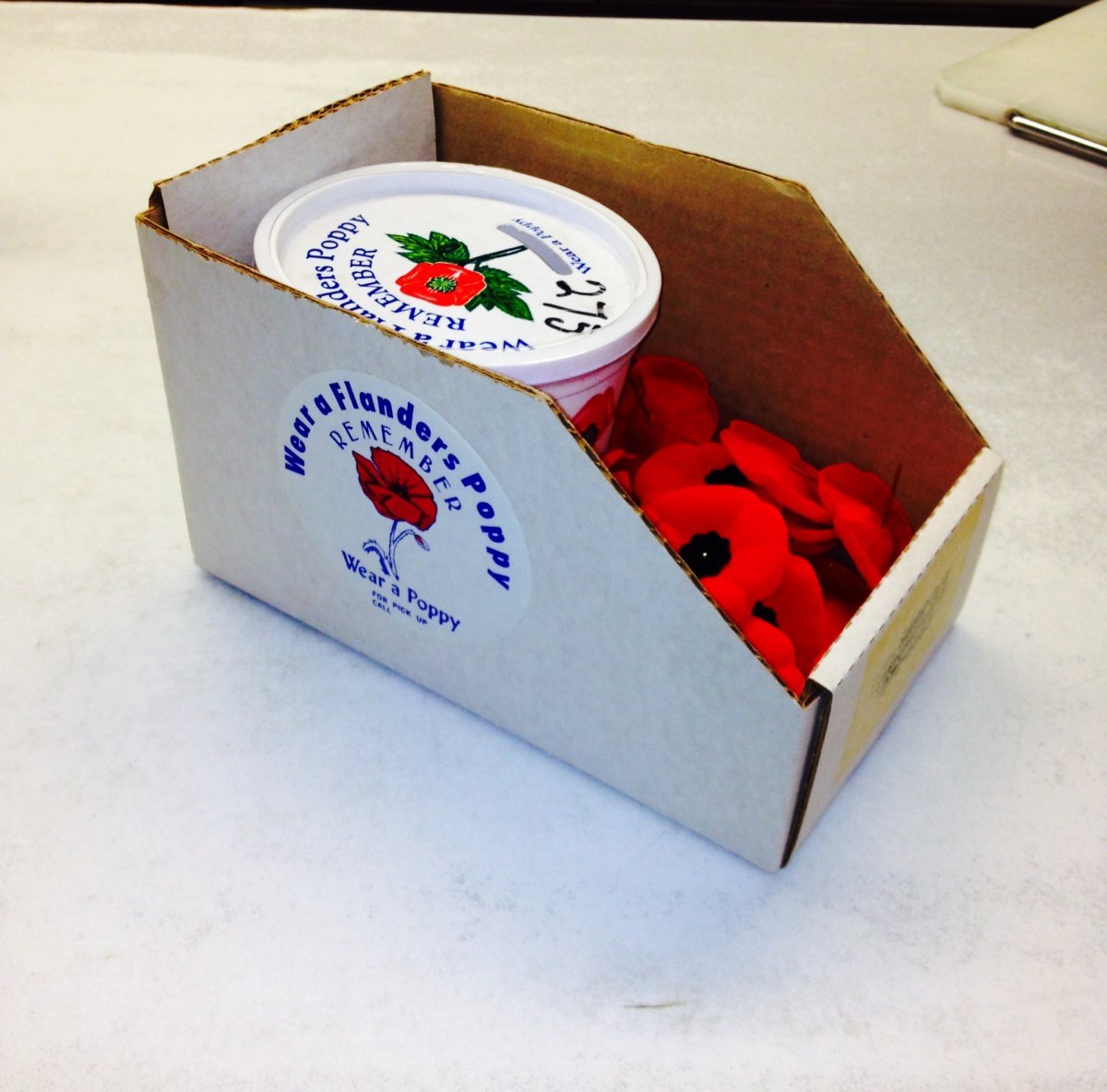 A Poppy Box is pictured. There have been a number of thefts of poppy boxes in Calgary since Nov. 1st. 