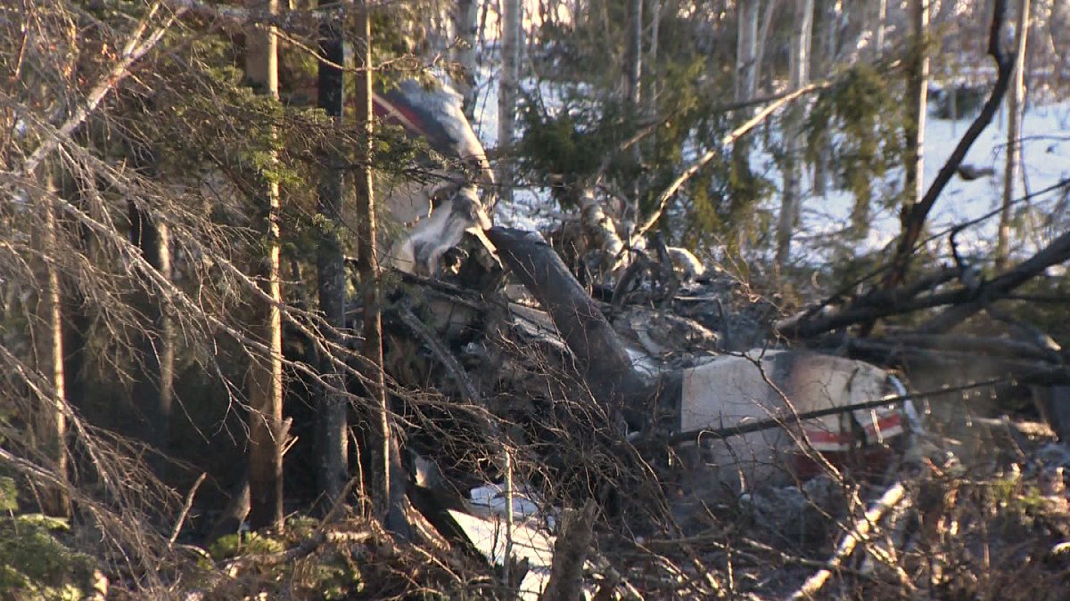 Wreckage of Bearskin Airlines flight 311 in wooded area near Red Lake, Ont., on Nov. 11.