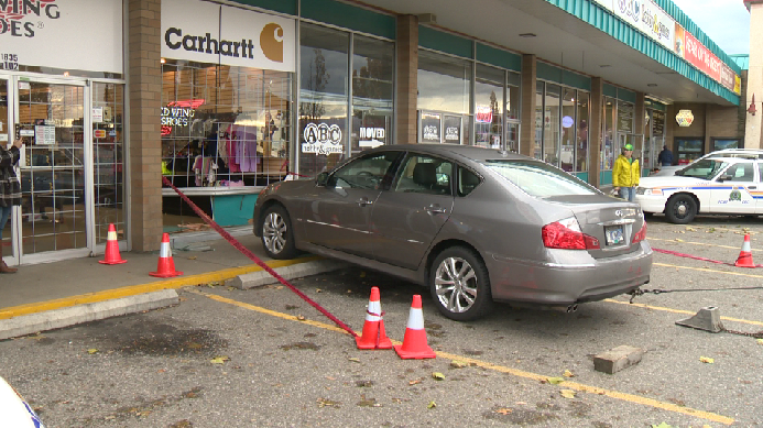 A car crashed into a Kelowna store on Tuesday afternoon.