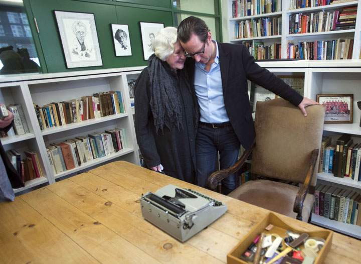 Florence Richler and Jacob Richler pay a visit to a reading room at Concordia University honouring the late Mordecai Richler.