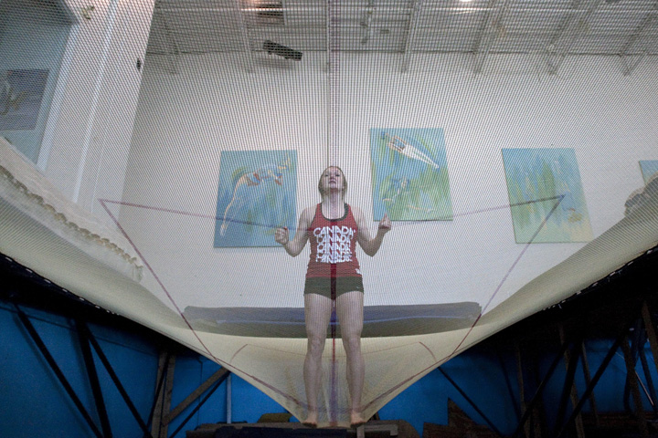 Trampoline gymnast Rosie MacLennan takes part in a training session in Richmond Hill, Ont. on Wednesday March 21, 2012.
