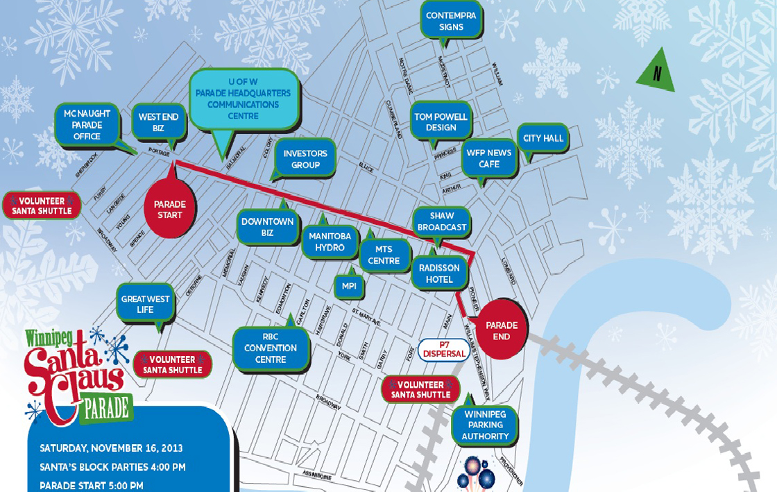 The 2013 Santa Claus Parade route map.