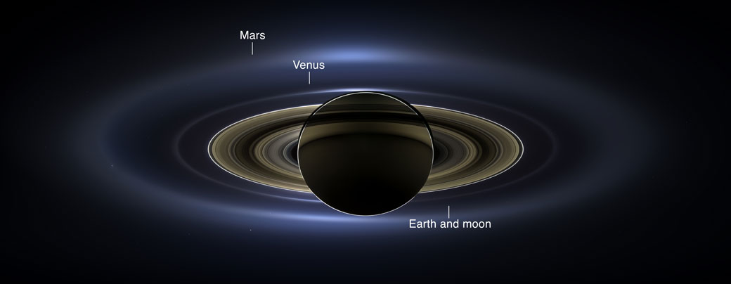 A detailed image of Saturn, Earth, Mars and Venus. (NASA/JPL-Caltech/SSI)