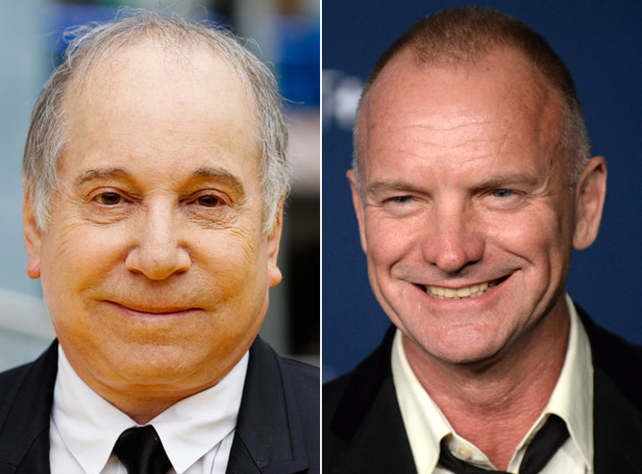 Paul Simon, left, and Sting will bring their new tour to Canada this winter.