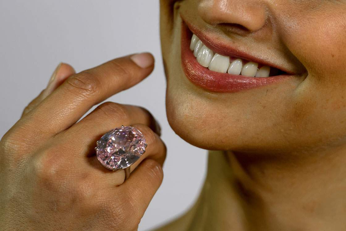 The Pink Star: A 59.6-carat pink diamond that will be auctioned by Sotheby's in Geneva at a record asking price.