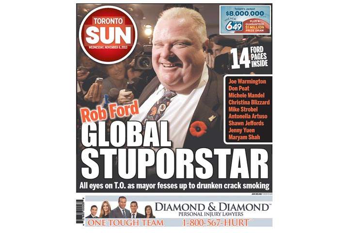 Photos: Newspaper front pages day after Toronto Mayor Rob Ford admits crack use - image