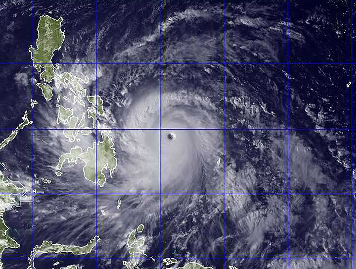 This image provided by the U.S. Naval Research Lab shows Typhoon Haiyan taken by the NEXSAT satellite Thursday Nov. 7, 2013 at 2:30 a.m. EDT. (Photo credit: AP Photo)