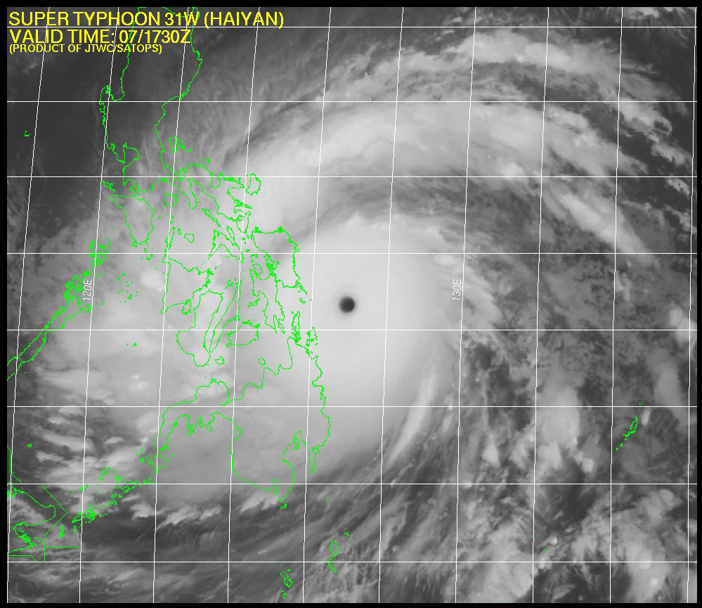 The position of Haiyan as of Thursday afternoon.