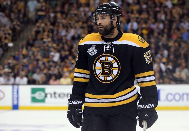 BOSTON, MA - JUNE 17: Johnny Boychuk #55 of the Boston Bruins looks on in the first period against the Chicago Blackhawks in Game Three of the 2013 NHL Stanley Cup Final at TD Garden on June 17, 2013 in Boston, Massachusetts. 