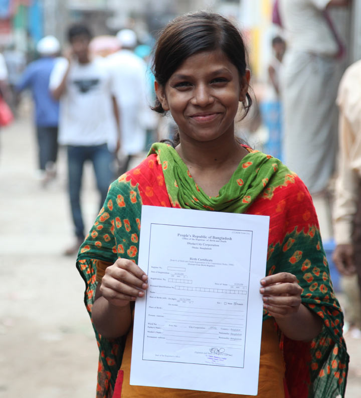 Paying for a birth certificate for a child in a developing country is one of Plan Canada’s “Gifts of Hope.” Credit: Plan Canada
