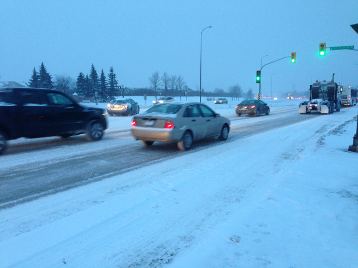 Traffic along Bishop Grandin Boulevard was extremely slow during the morning rush hour.
