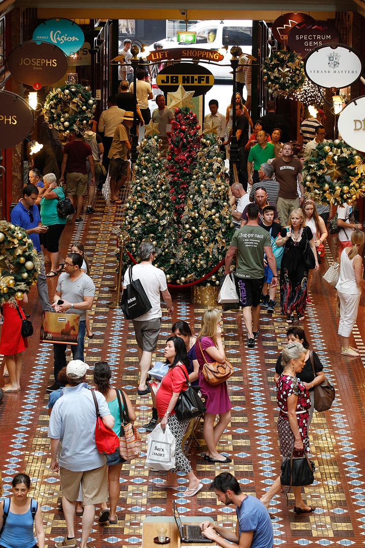 Shoppers flock to stores as retailers experience boost in sales on December 23, 2013 in Sydney, Australia. Australian retailers experience some of their busiest trades in the days leading up to Christmas with atleast $20 billion spent already.